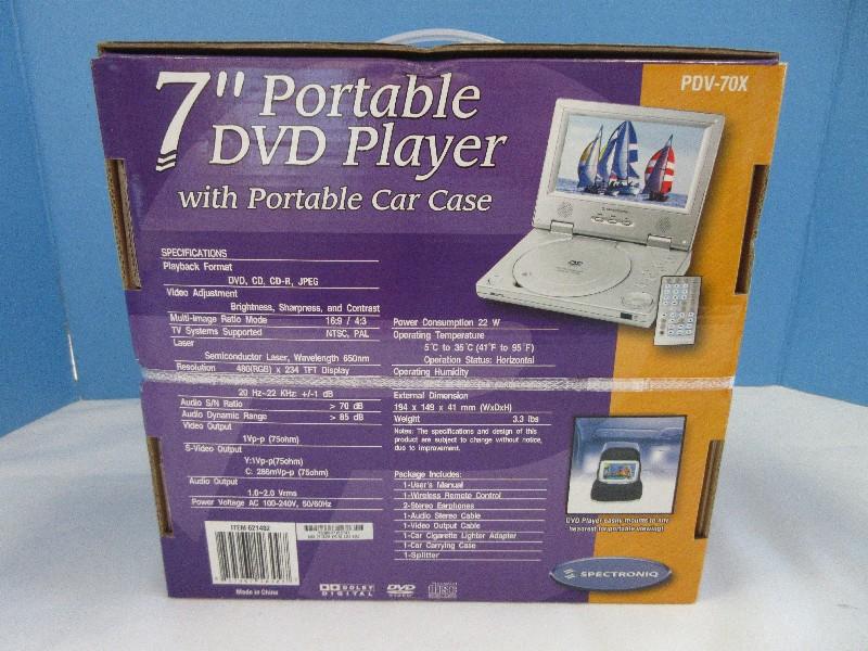 7" Portable DVD Player w/ Portable Car Case, Wireless Remote Control