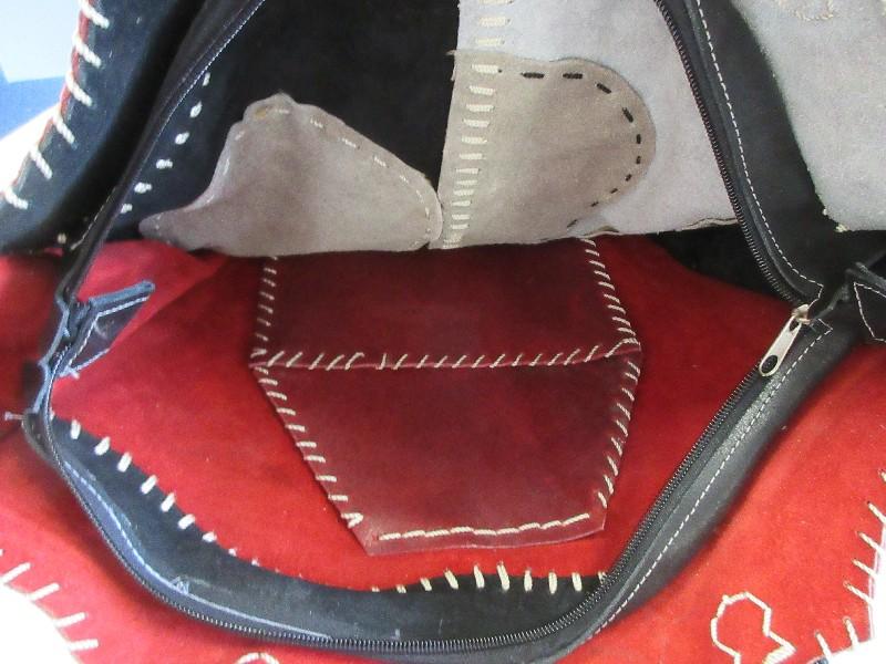 Unique Western Leather & Cowhide Patch Design Ladies Fashion Pocketbook Tote Bag