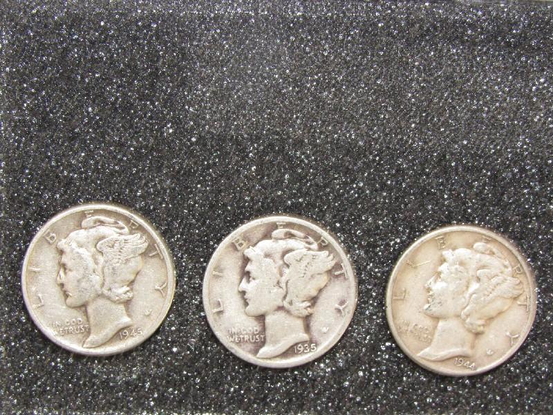 3 Pack of Silver Mercury Dimes