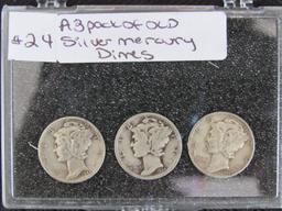 3 Pack of Silver Mercury Dimes