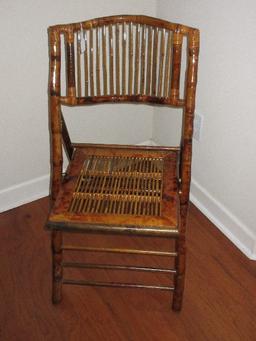 Chinoiserie Bamboo Folding Chair w/ Curved Back