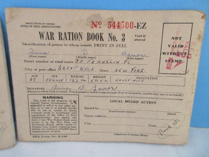 4 World War II War Ration Books Ephemera Collector Collectibles