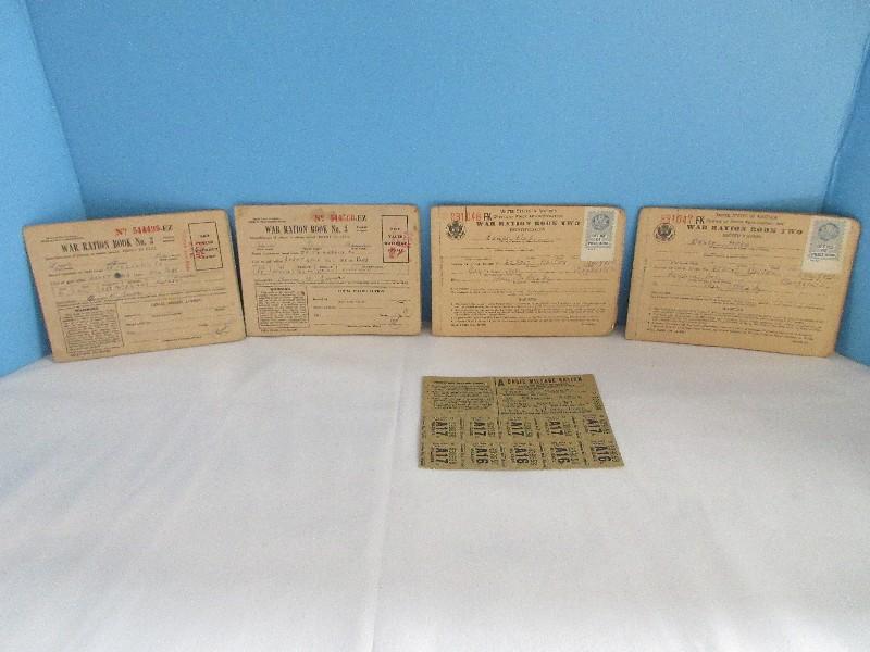 4 World War II War Ration Books Ephemera Collector Collectibles