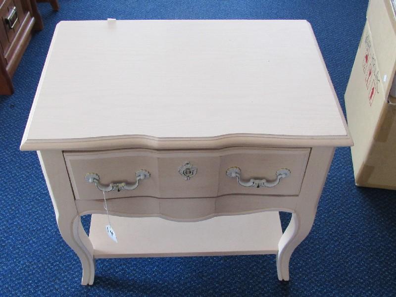 Stanley Furniture Pale Wooden Side Table 1 Drawer Curved Legs, 1 Lower Shelf
