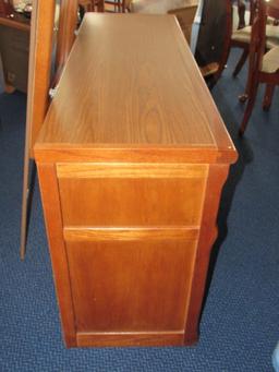 Wooden Stanley Furniture Dresser w/ Mirror Metal Pulls, Ribbed Design, Lower 6 Drawers