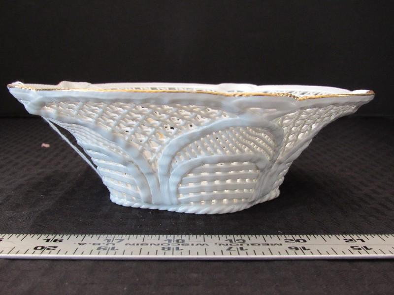 Transipor White Ceramic Lattice Design Bowl White/Gilded