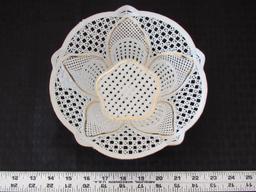 Transipor White Ceramic Lattice Design Bowl White/Gilded