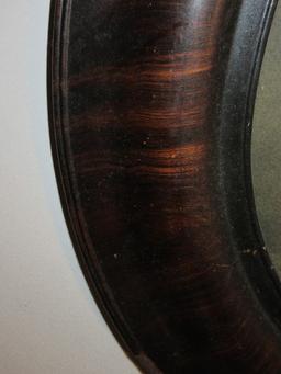 Early Convex Oval Bubble Glass Painted Mahogany Finish Frame