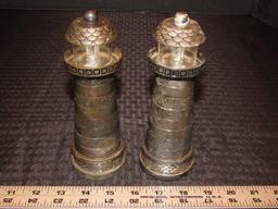 Pair - Vintage Silverplate Lighthouses by Godinger Salt & Pepper Mill