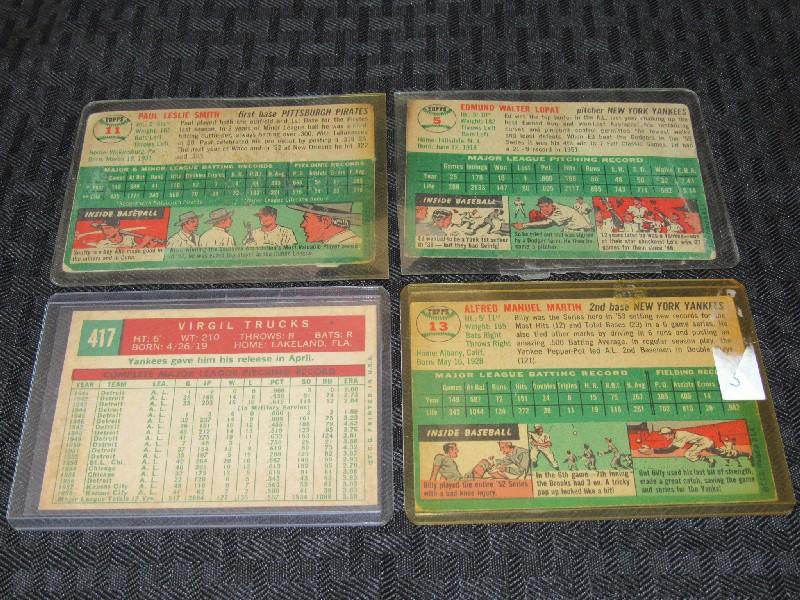 4 Vintage Collectible Baseball Cards