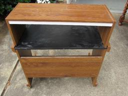 Wooden Veneer/Black Top Laptop Computer Desk on Casters