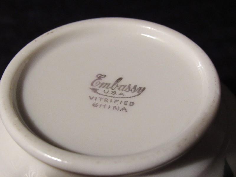 Embassy U.S.A. Vitrified China White Rose Center Gilted Trim Lot