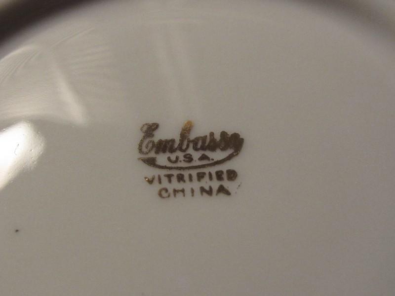 Embassy U.S.A. Vitrified China White Rose Center Gilted Trim Lot