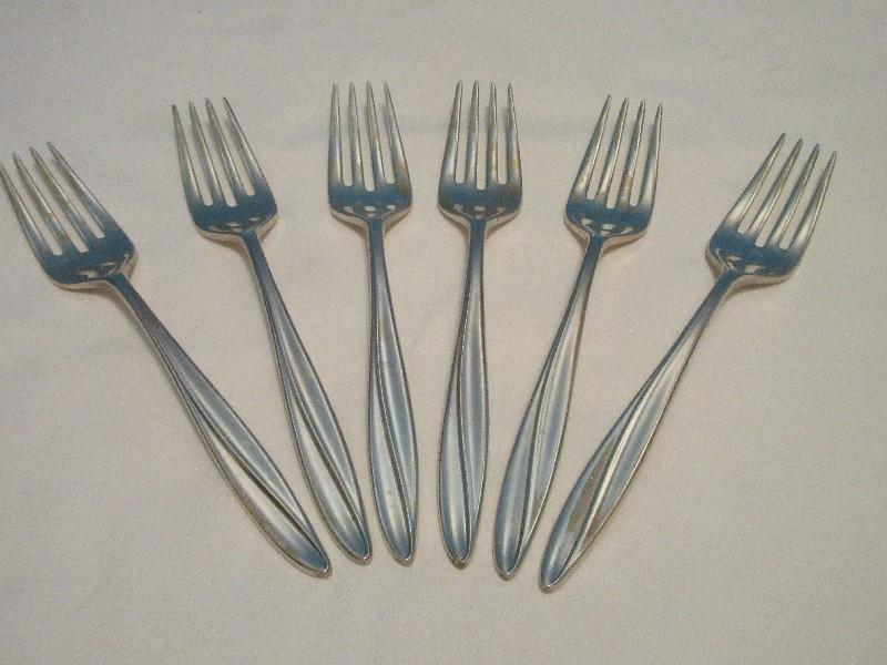 Set - 6 Gorham Sterling Silver Firelight Pattern #1959 Individual Salad 6 3/4" Forks