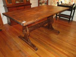 Country Charmer Heart Pine Farm House Cottage Trestle Peg Table