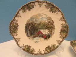 4 Pieces - Johnson Brothers China Friendly Village Pattern 9 3/4 Tab Handle Serving