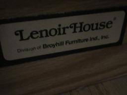 Lenoir Broyhill Furniture Knotty Pine Lighted China House by Cabinet w/ Glass Shelves on Base