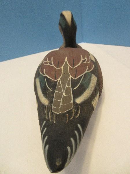 Carved Wooden Figural Duck Decoy Mallard Hand Painted Features