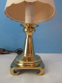 Classic Brass Candle Stick 10 1/4" Accent Lamp on Plinth Footed Base Dogwood Flowers Foliage