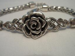 Stamped Israel 925 = Sterling Silver Rosebud Wheat Design Bracelet