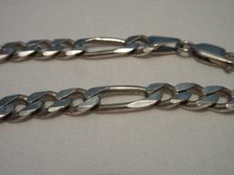 Stamped Italy 925 = Sterling Silver Figaro Link Chain Necklace