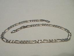 Stamped Italy 925 = Sterling Silver Figaro Link Chain Necklace