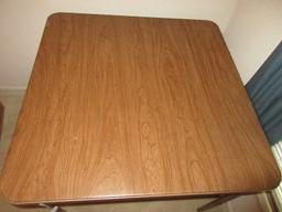 Folding Card Game Table w/ Simulated Wooden Grain Vinyl Top