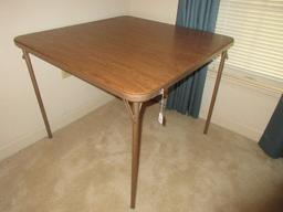 Folding Card Game Table w/ Simulated Wooden Grain Vinyl Top