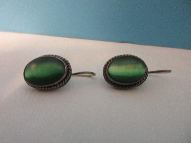 Gorgeous Mexico 925 = Sterling Fashion Jewelry Set Green Tiger Eye Pendant Enhancer
