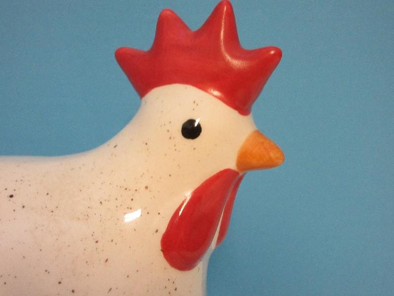 Ceramic Country Charmer Hen House Collection Speckle Figural Hen Gold Paint Comb