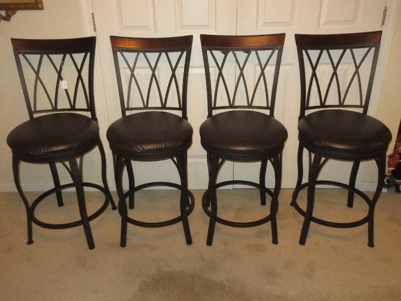 Set - 4 Cheyenne Industries, LLC Swivel Bar Stools w/ Curved Cathedral Style Backs