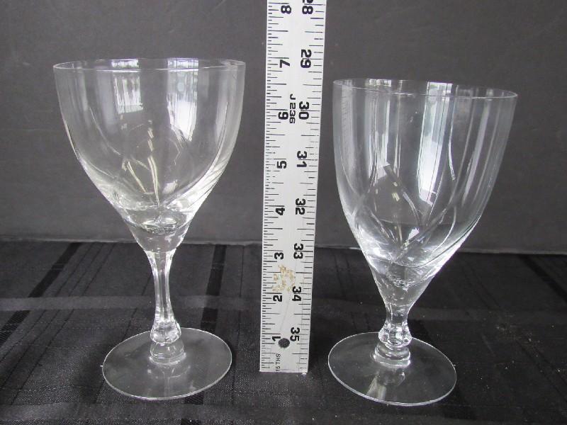 Fostoria Crystal Glass Lot - Leaf Cut Design 8 Water Goblets, 4 Wine Glasses