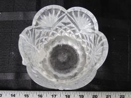 Lead Glass Fan/Diamond Cut Votive Candle Holder Scallop Base