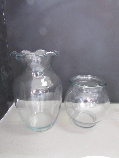 Prescut Glass Lot - Nestle Globe Cups, Vase, Pitcher/Creamer, Etc.