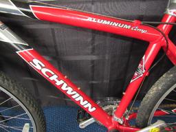 Schwinn Aluminum Comp Mountain Bike Black Handles, Red/Silver Design