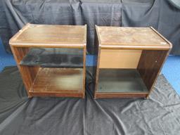 Wooden Pair - Side Stands/Organizers 2-Tier on Casters