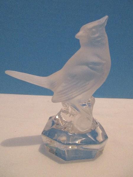 Signed Goebel Hummel Frosted Crystal Collection Perched 4" Figural Cardinal Red Bird