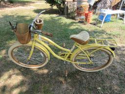 Vintage Nel Lusso Huffy Yellow Metal Bicycle, Pad Seat