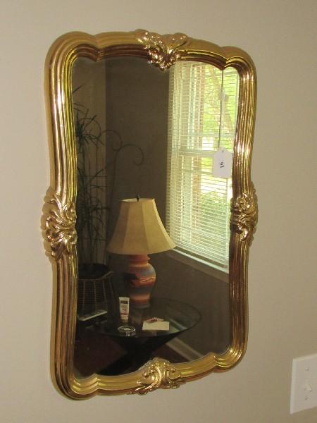 Wall Mounted Mirror in Ribbed Gilted Ornate Wooden Frame/Matt