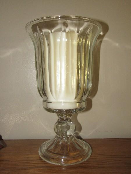 Tall Glass Votive Candle Décor Vase on Oval Ball Base