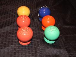 Vintage Fiestaware Ceramic Lot - Salt/Pepper Shakers Red/Yellow/Blue/Green