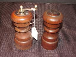 Pair - Vintage Spindle Salt/Pepper Grinders