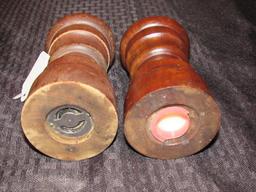 Pair - Vintage Spindle Salt/Pepper Grinders