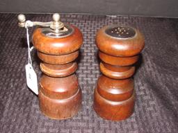 Pair - Vintage Spindle Salt/Pepper Grinders