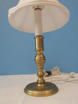 Andrea Brass Finish Accent 12" Candle Stick Lamp w/ Shade