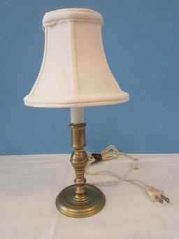 Andrea Brass Finish Accent 12" Candle Stick Lamp w/ Shade