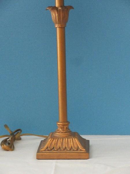 Elegant Candlestick 27" Accent Lamp Foliage Relief Design Antiqued Gilded Patina