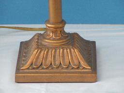 Elegant Candlestick 27" Accent Lamp Foliage Relief Design Antiqued Gilded Patina