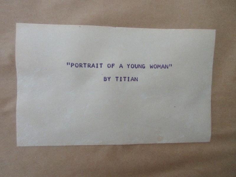 Reliable Fine Art Print Titled "Portrait of A Young Woman" Attributed to Titan