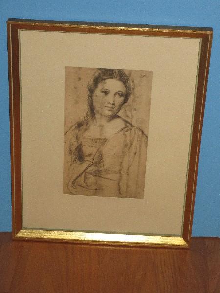 Reliable Fine Art Print Titled "Portrait of A Young Woman" Attributed to Titan